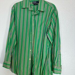 Polo by Ralph Lauren Green and Yellow Casual Button Down Shirt